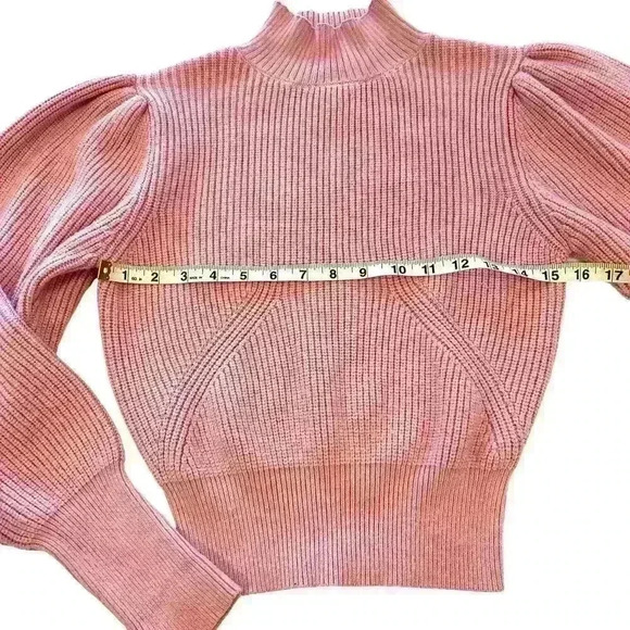 Philosophy Women’s Sweater Size Small Puff Shoulder Mock Neck Pink Flirty Girly - Picture 2 of 7